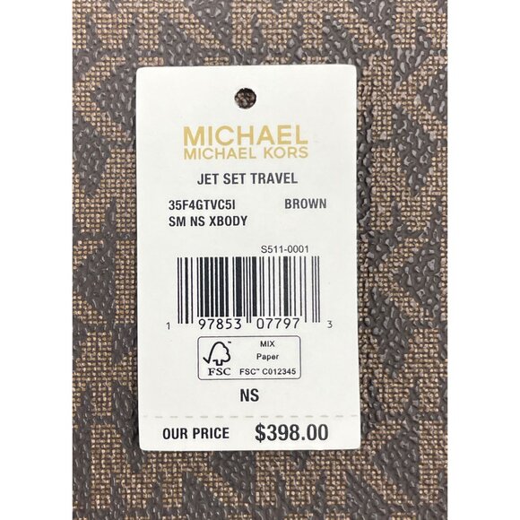 NEW Michael Kors Jet Set Travel Small Messenger Crossbody Bag Brown Handbag - Picture 6 of 8